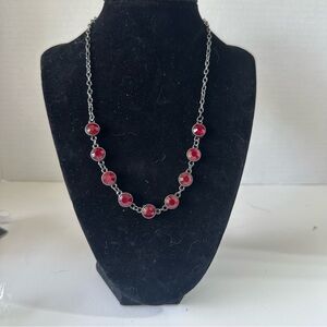 Paparazzi Red and Silver Necklace with Elegant Beads
